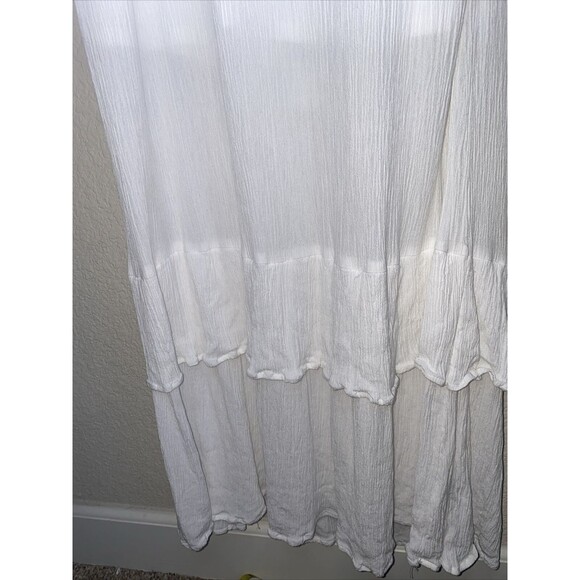 Justify White long maxi dress Crochet Lace Boho sexy Open Knit fairy whimsical L - Picture 4 of 9